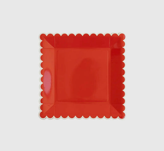 Red / White Scallop Plates