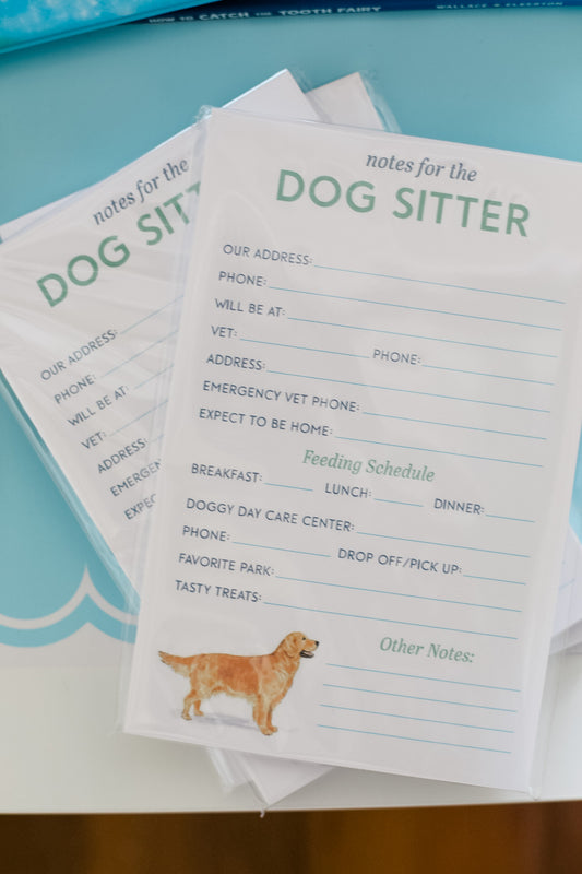 dog sitter care notes, golden retriever, doodle, dog mom